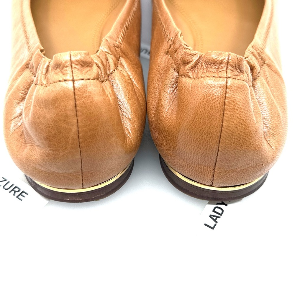 Tory Burch Multi-Logo Ballet Tan Flats Gold Logo - like new Size 7.5 w/dust bag - Picture 5 of 7